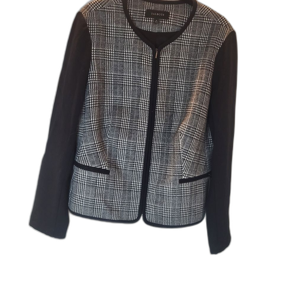 Talbots Black and White Plaid Women's Blazer - 12